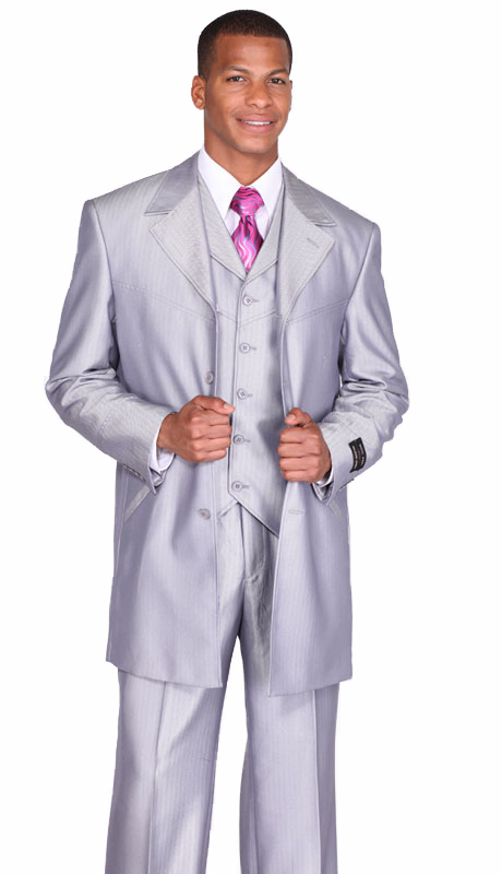 3 Piece Shark Skin Pattern Suit with Lapel Vest | .:: ModaOmbre