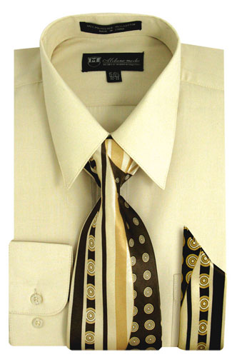 New Men's Dress Shirt w/ Matching Tie and Handkerchief Set  SG-21B 